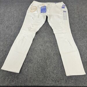 Ten25 Womens White Distressed Ankle Skinny Stretch Jeans Size 16W New With Tags